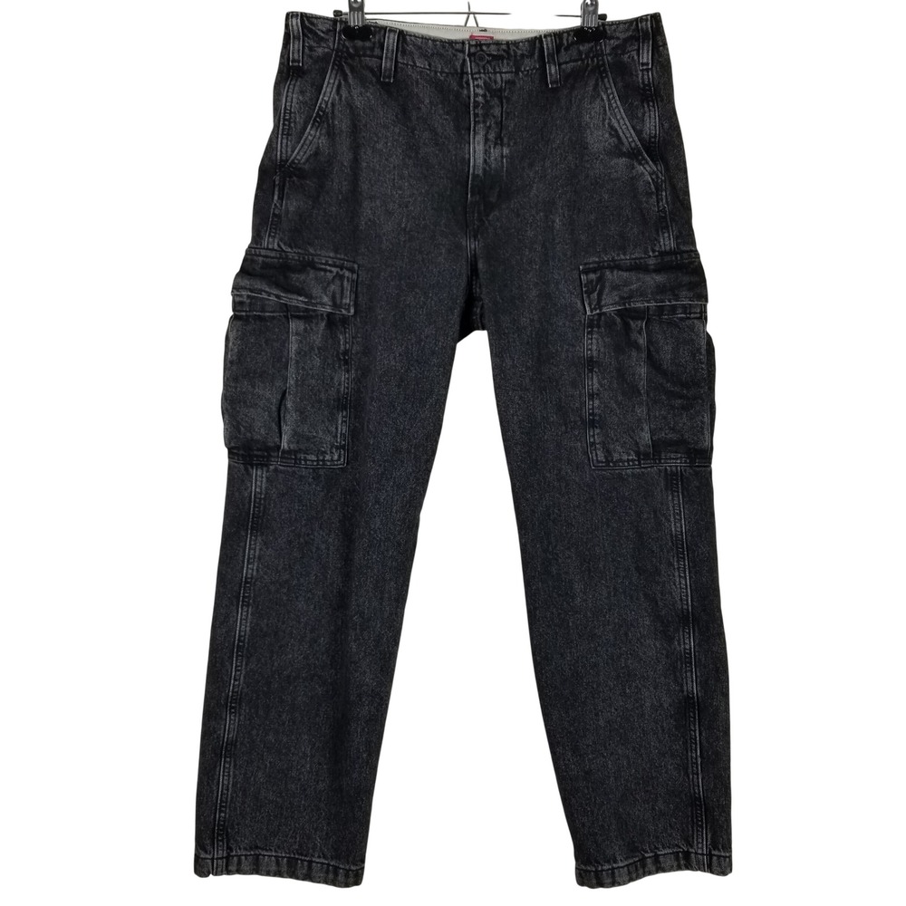 Levi's XX Cargo Straight Pants Mens 36x32 Black Acid Wash Denim Utility